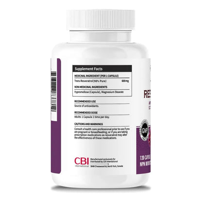 Trans Resveratrol 98 Puro 600 Mg 120 Capsulas Veganas Antioxidante Premium