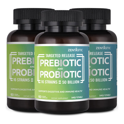 Suplemento De Probióticos Y Prebióticos 50 Mil Millones UFC Para Salud Digestiva E Inmune 180 Cápsulas