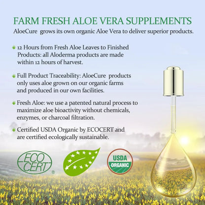 Jugo Organico De Aloe Vera USDA 330 Ml Digestión Saludable Y Sistema Inmunologico