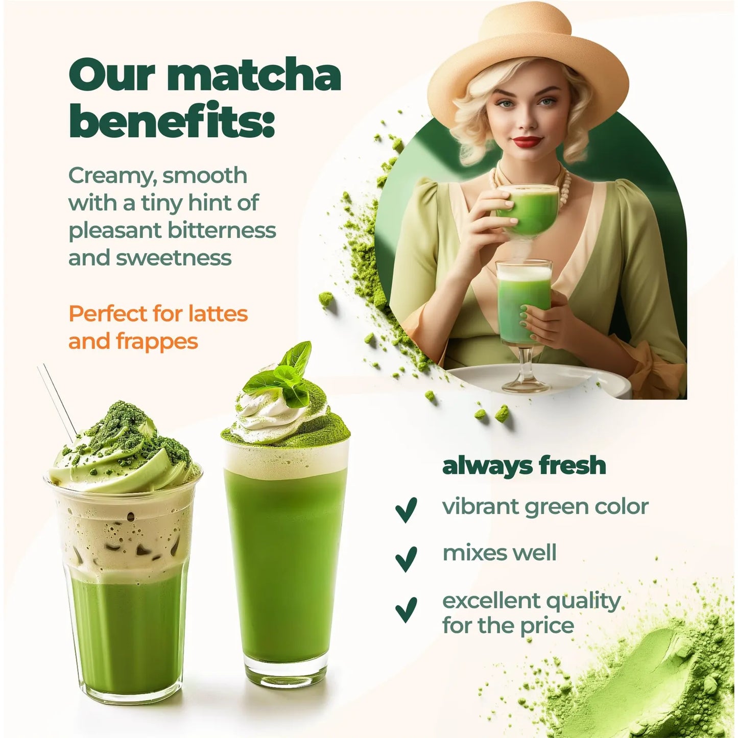Polvo De Matcha Orgánico Japonés Grado Culinario 100 Gramos Importado