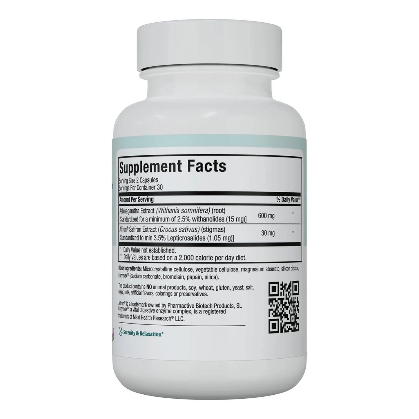 Complejo De Ashwagandha Y Azafran 600 Mg Serenidad Y Relajacion Maxi Health