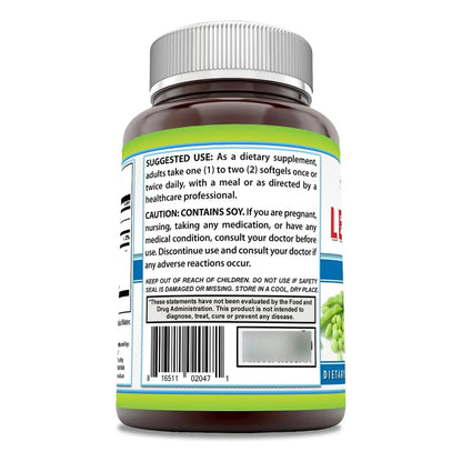 Lecitina De Soja 1200 Mg 240 Capsulas Blandas Sin Omg Ni Gluten