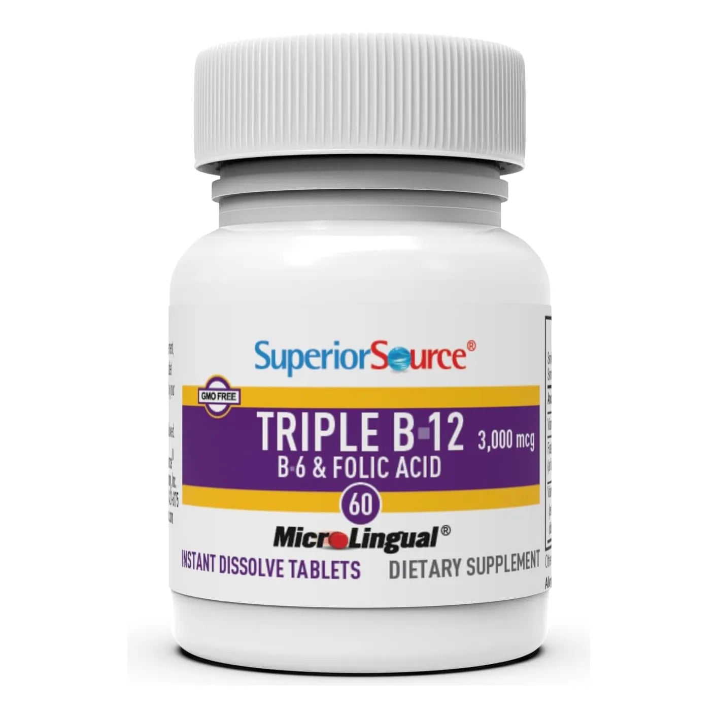 Tabletas Microlingües B12 3000 Mcg Disolución Rápida 60 Unid Energía Y Cognición