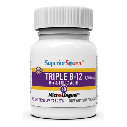 Tabletas Microlingües B12 3000 Mcg Disolución Rápida 60 Unid Energía Y Cognición