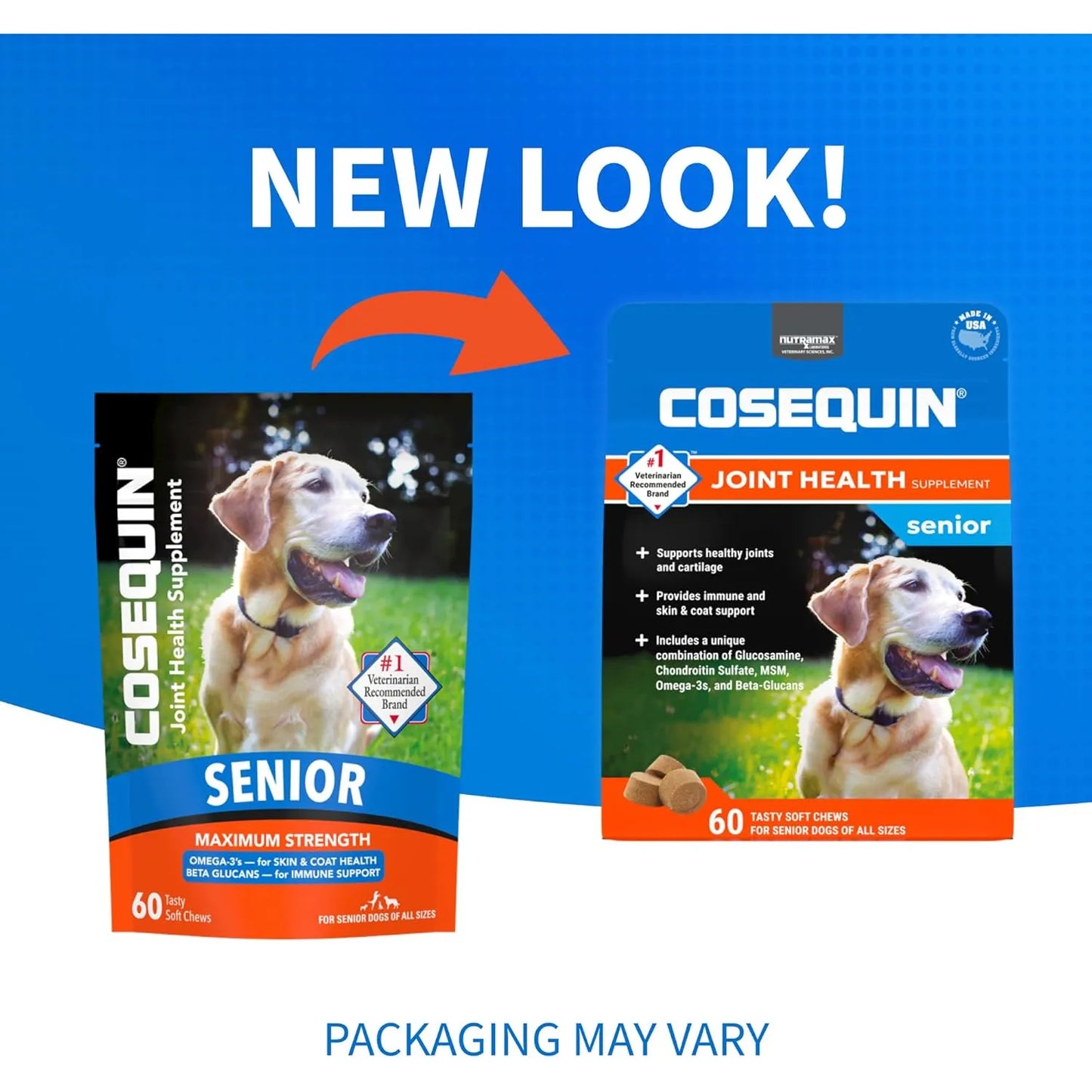 Suplemento Articular Para Perros Mayores 60 Masticables Suaves Con Glucosamina Y Omega3