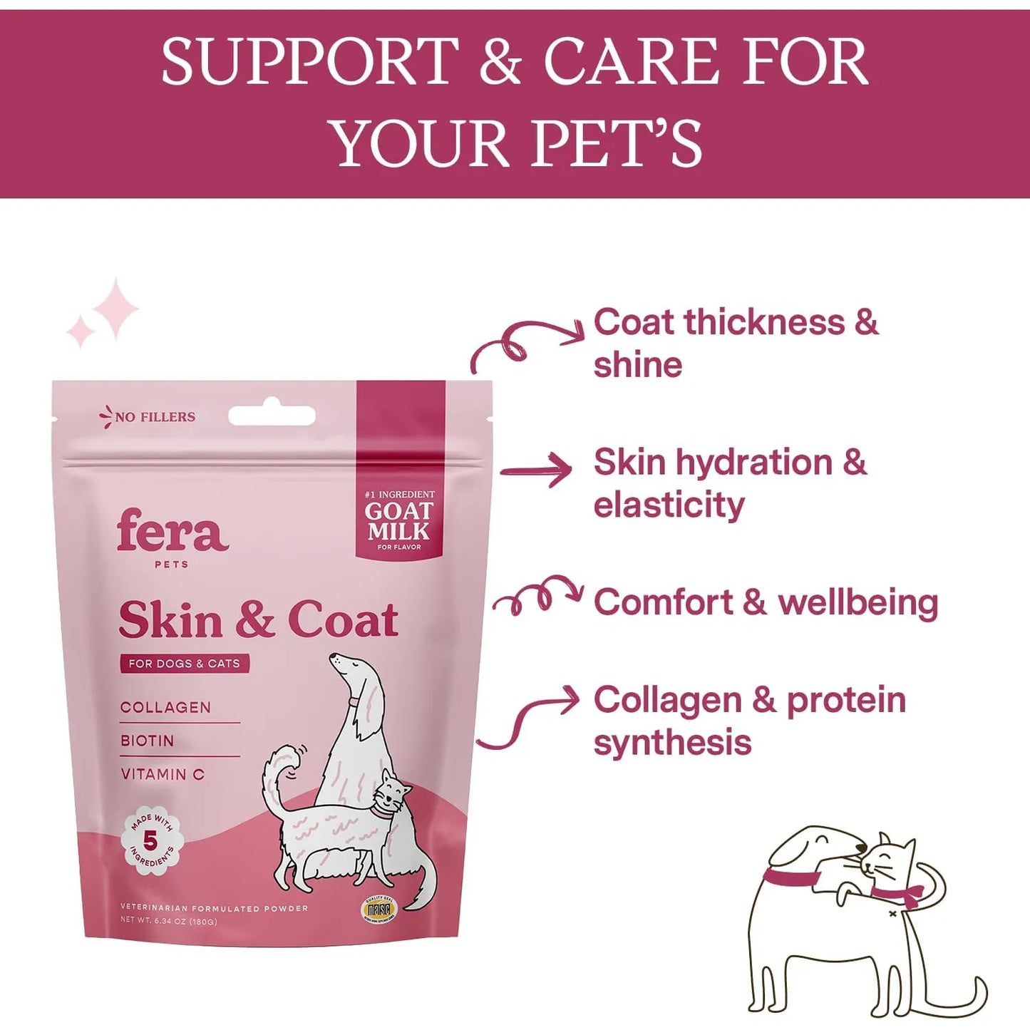 Leche De Cabra Para Gatos Y Perros Hidratante Con Colágeno Fera Pet Organics