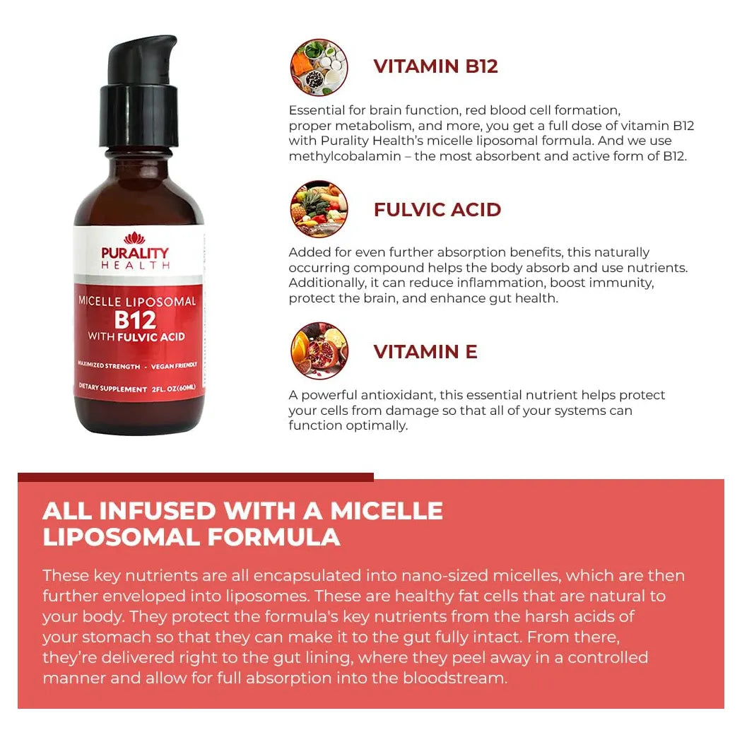 Vitamina Líquida Liposomal B12 2500 Mcg Con Ácido Fúlvico Energía Y Bienestar