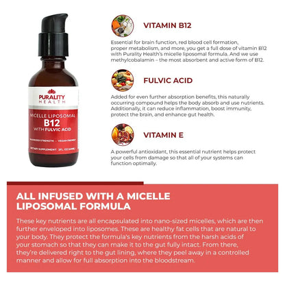 Vitamina Líquida Liposomal B12 2500 Mcg Con Ácido Fúlvico Energía Y Bienestar