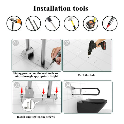 Barra De Seguridad Plegable Antideslizante Para Inodoro 75cm Soporte Ergonomico