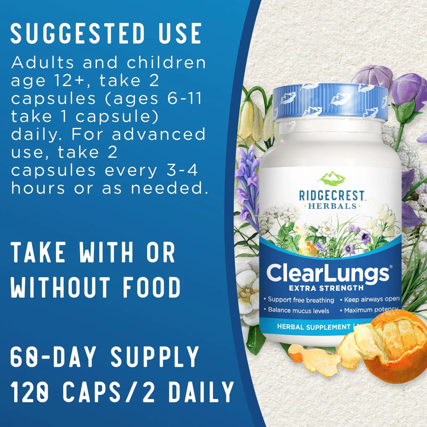 ClearLungs Extra Strength Cápsulas Para Salud Pulmonar Y Respiratoria 120 Unidades