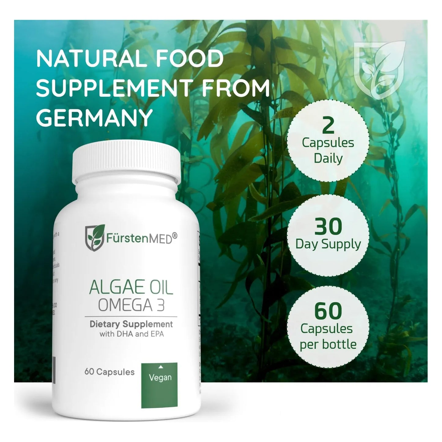 Aceite De Algas Omega 3 2000 Mg Vegano Apoyo Corazón Cerebro Articulaciones FürstenMED