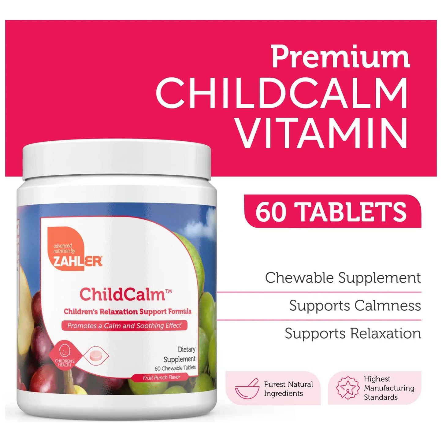 ChildCalm Magnesio Masticable Para Niños Sabor Fruta Apoyo Relajación