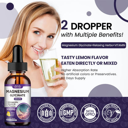 Gotas Líquidas De Magnesio 500 Mg Con Vitamina B6 Ashwagandha Y L Teanina Sabor Fresa