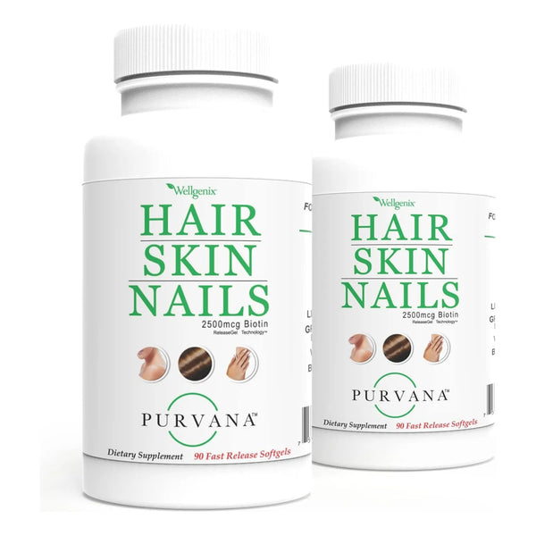 Purvana Cápsulas Blandas Vitaminas Cabello Piel Uñas 2500 Mcg Biotina