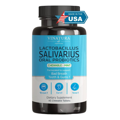 Tabletas Masticables Probióticos Lactobacillus Salivarius Para Aliento Fresco Y Salud Bucal 45 Unidades