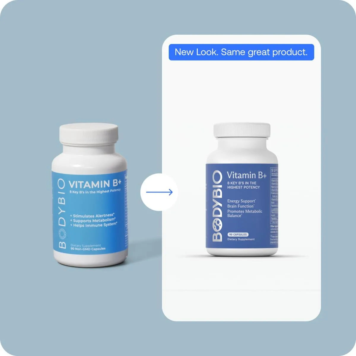 Complejo De Vitamina B BodyBio 90 Capsulas Energia Metabolismo Salud