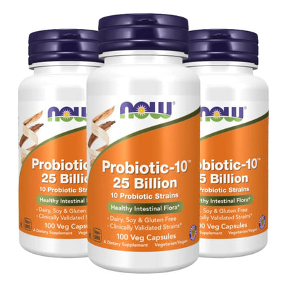 Probiotico 25 Mil Millones 10 Cepas 100 Capsulas Paquete X 3 NOW Foods