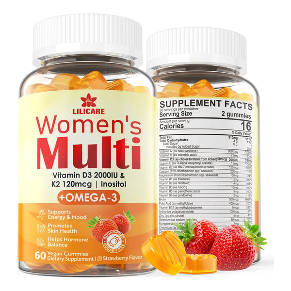 Gomitas Multivitamínicas Mujer Metiladas Sin Azúcar Omega 3 Vitamina D3 K2 Vegano