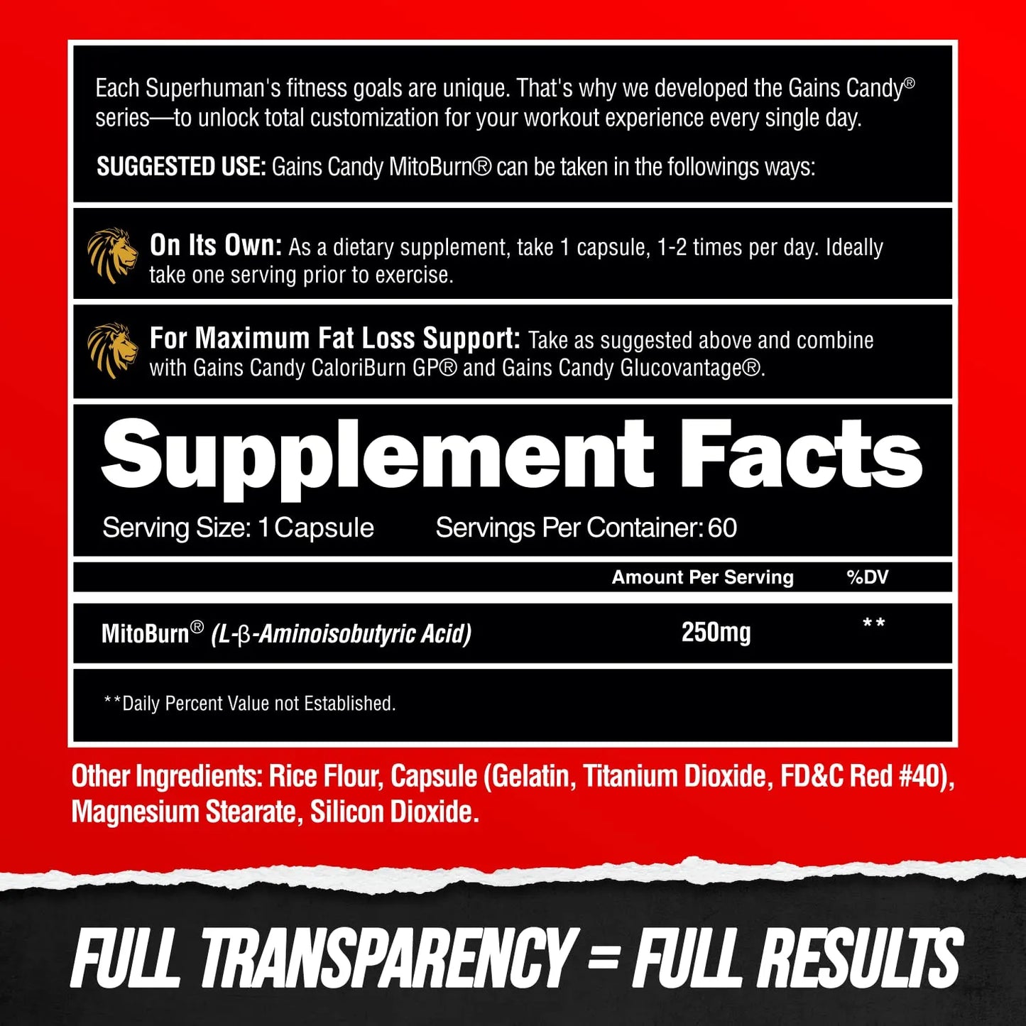 Gains Candy Píldoras Pérdida Peso Supresor Apetito Energía Metabolismo