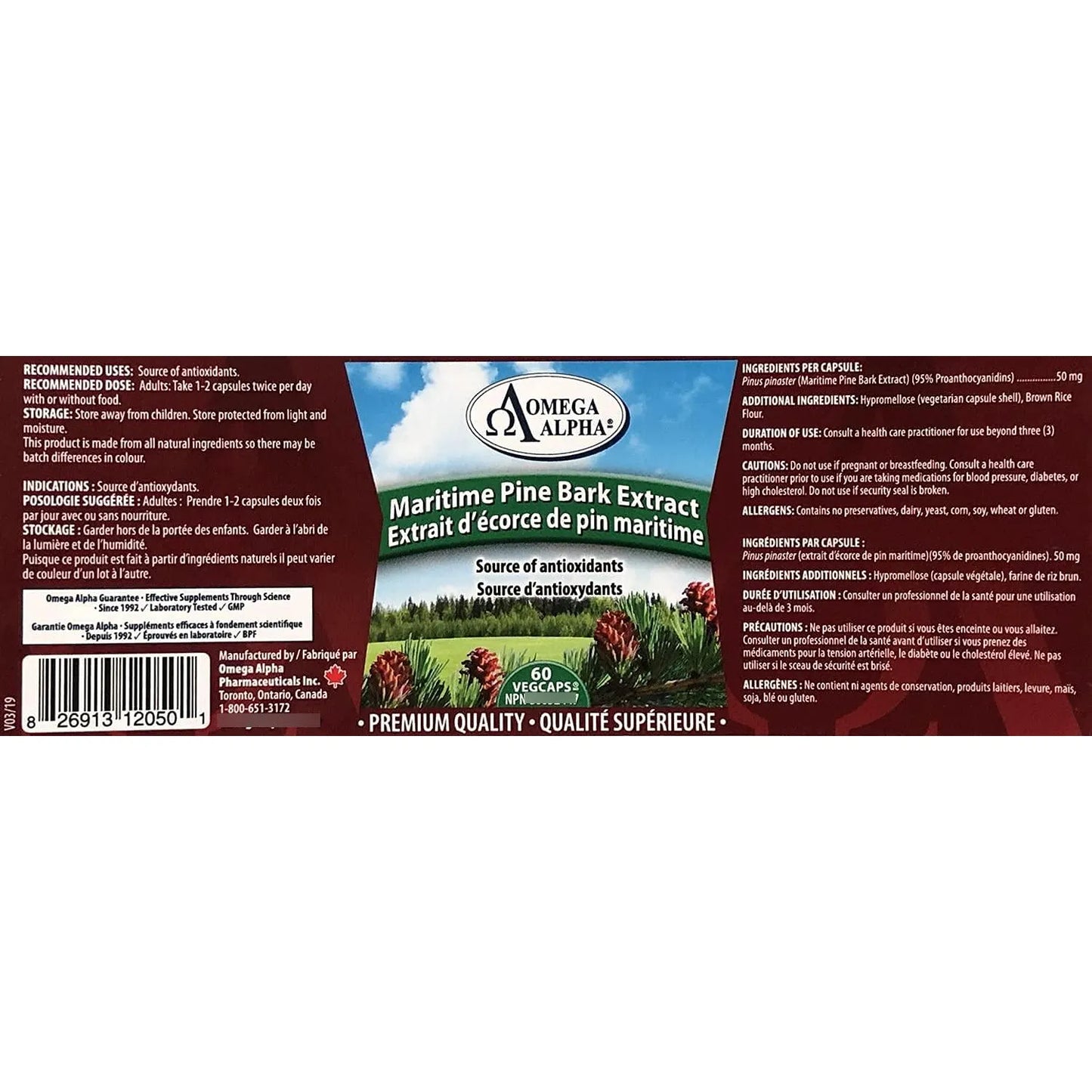 Extracto De Corteza De Pino Marítimo 60 Cápsulas Anti Hipertensión Antioxidante