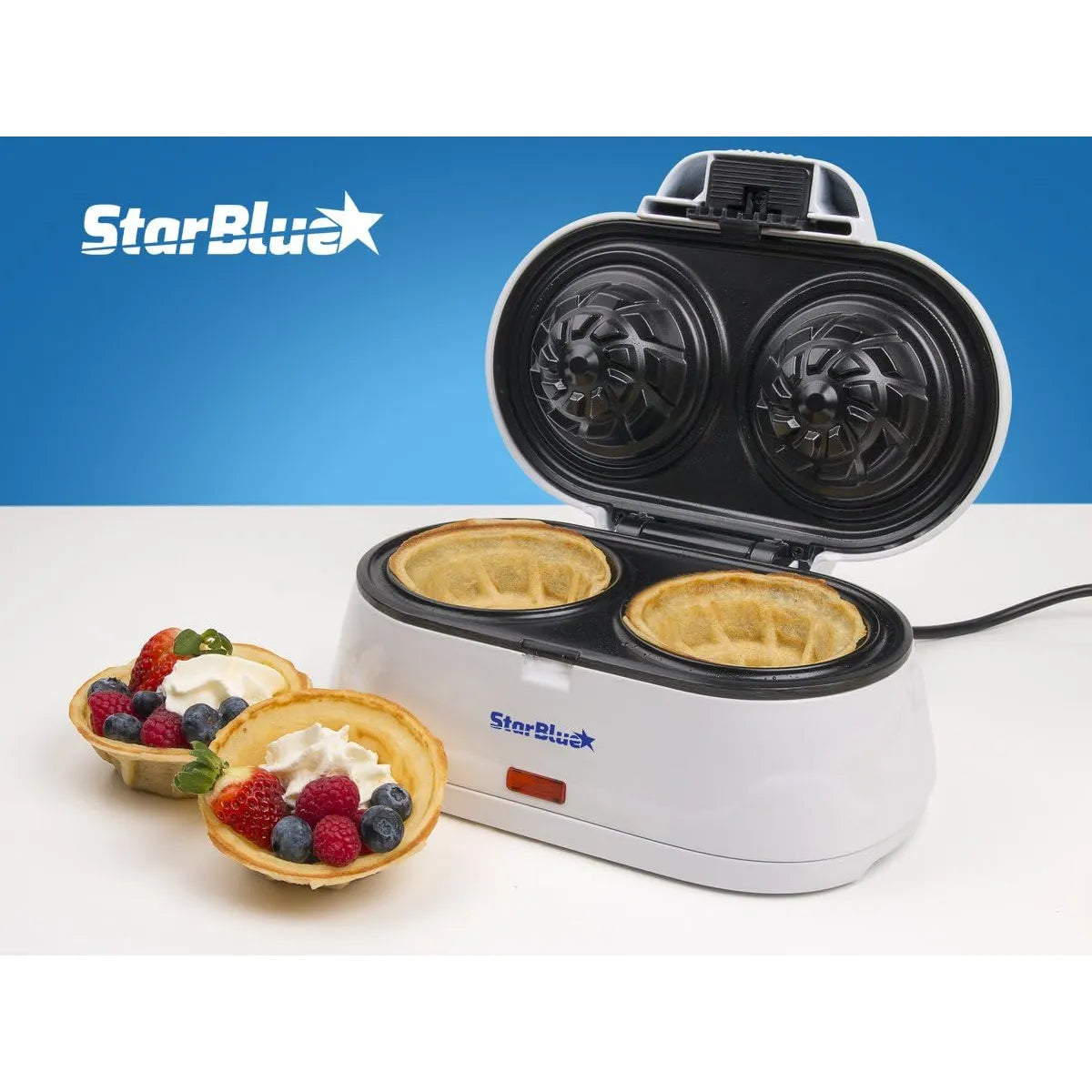 Máquina Para Hacer Gofres Doble Starblue Blanco Desayunos Perfectos En Minutos