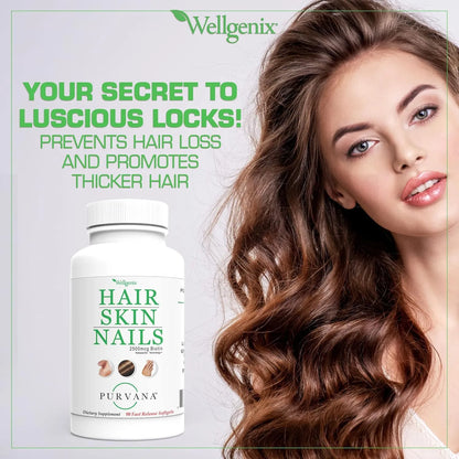 Purvana Cápsulas Blandas Vitaminas Cabello Piel Uñas 2500 Mcg Biotina