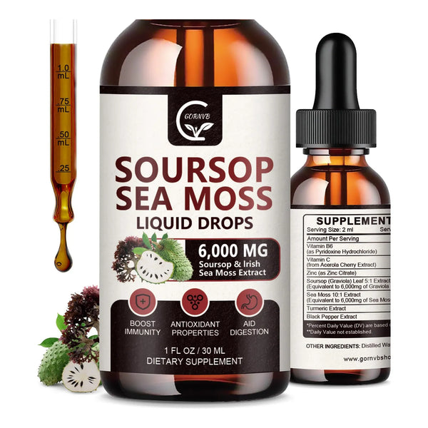 Gotas Líquidas De Graviola Con Musgo Marino Y Cúrcuma Para Regeneración Celular Y Refuerzo Inmunológico