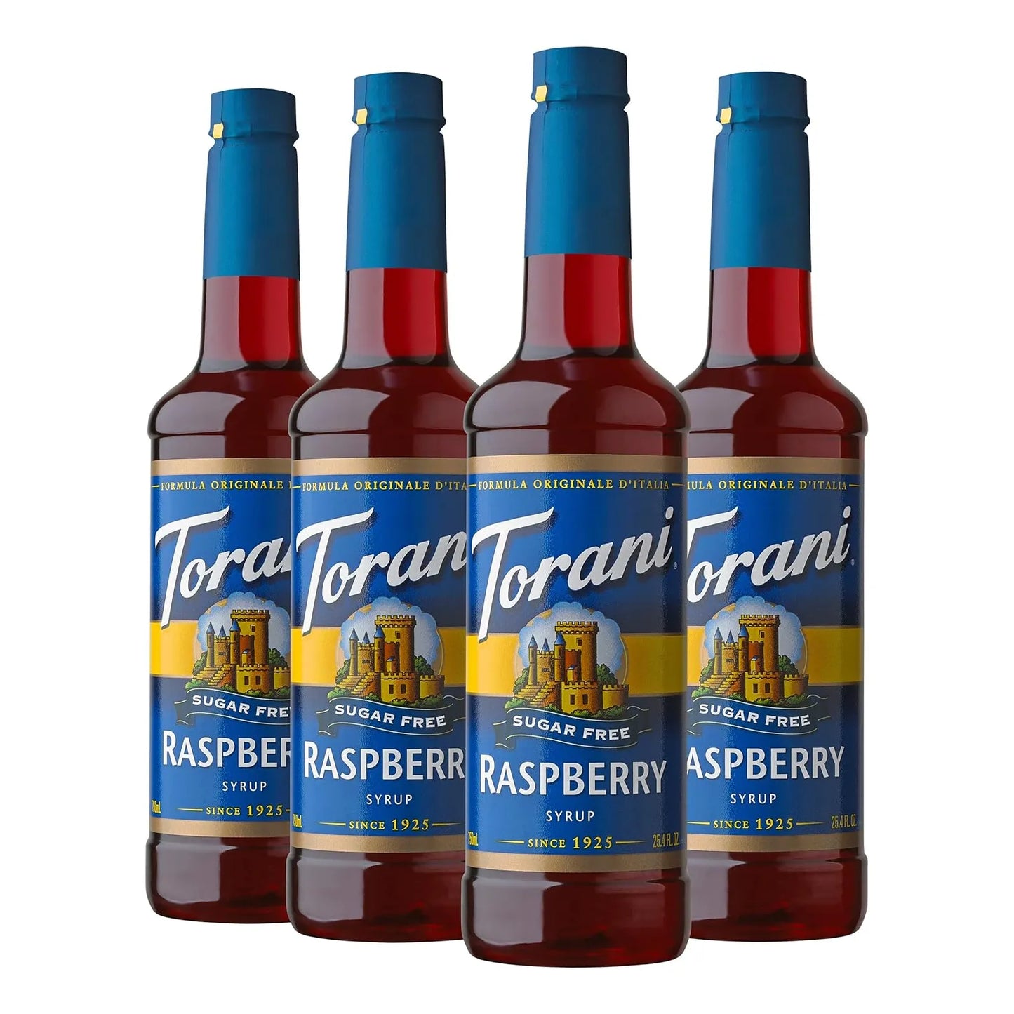 Jarabe Torani Sin Azúcar Frambuesa 750 Ml Paquete De 4 Sabor Intenso Sin Calorías