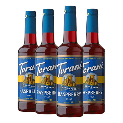 Jarabe Torani Sin Azúcar Frambuesa 750 Ml Paquete De 4 Sabor Intenso Sin Calorías