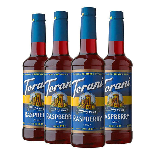 Jarabe Torani Sin Azúcar Frambuesa 750 Ml Paquete De 4 Sabor Intenso Sin Calorías