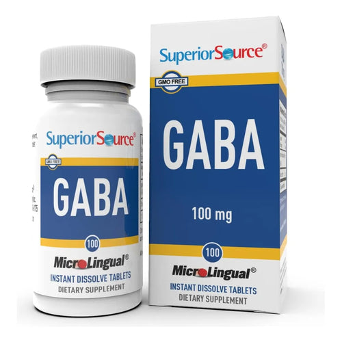 Tabletas Microlingües GABA 100 Mg Disolución Rápida 100 Unidades Apoyo Cerebral Y Relajación
