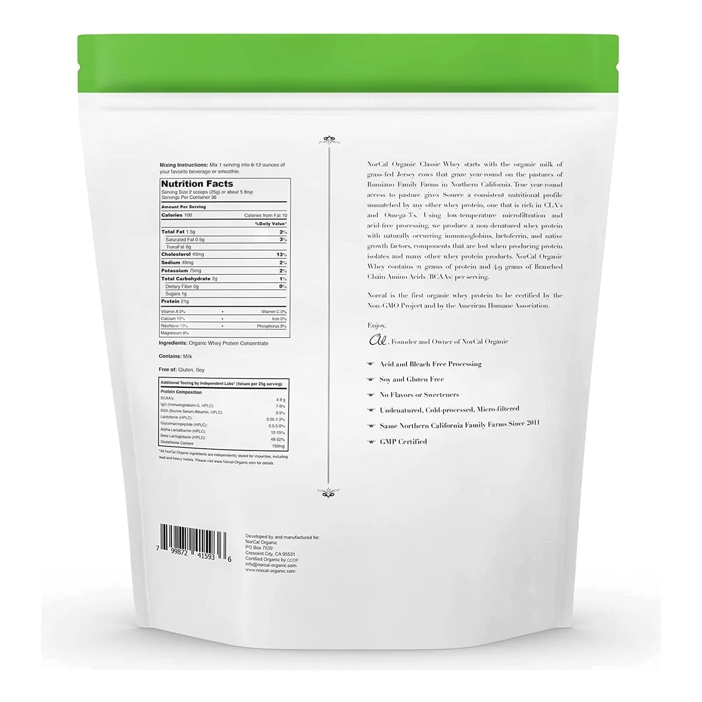 Proteina De Suero De Leche Orgánica 1000 Gramos Alimentada Con Pasto Certificada USDA