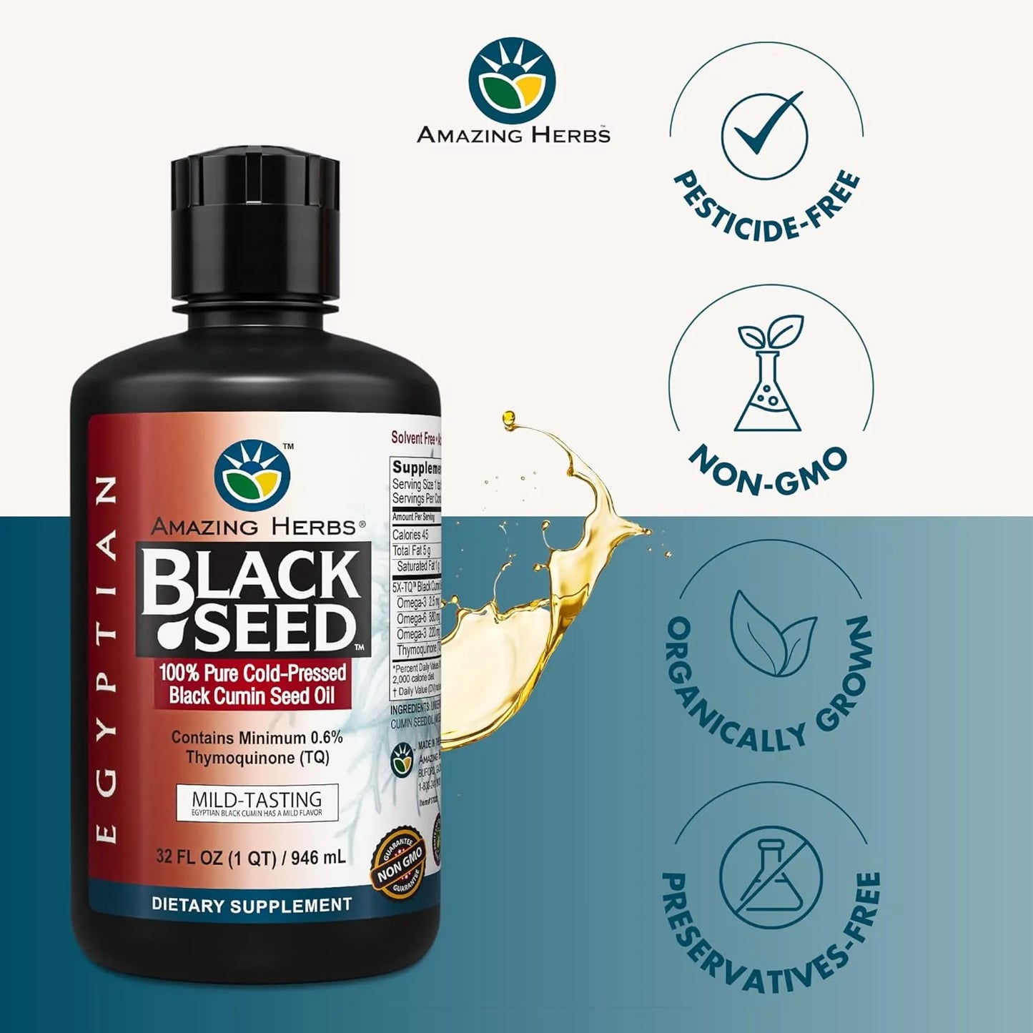 Aceite De Comino Negro Egipcio Prensado En Frio 100 Puro 32 Fl Oz Amazing Herbs