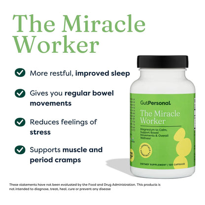Suplemento De Magnesio Miracle Worker Reduce Estrés Mejora Sueño Y Digestión 120 Cápsulas