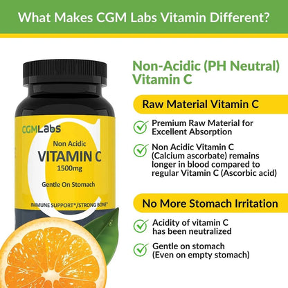 Vitamina C No Acida 1500 Mg Con Calcio Apoyo Inmunologico Oseo 100 Capsulas