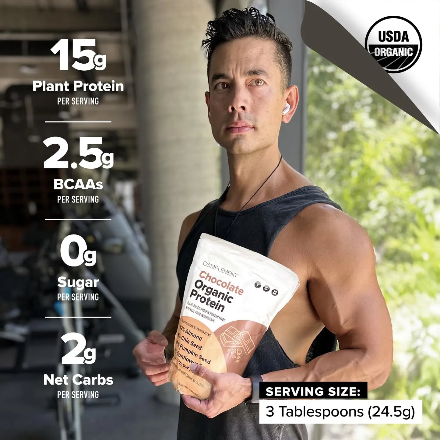 Proteína Vegana En Polvo Sabor Chocolate Orgánica Baja En Azúcar Y Calorías