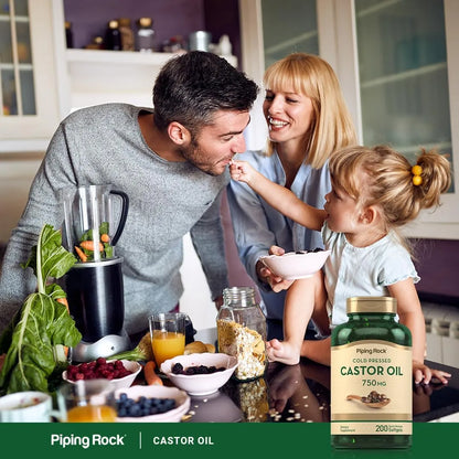 Capsulas Blandas Aceite De Ricino 750 Mg 200 Unidades Prensado En Frio Sin Omg Sin Gluten