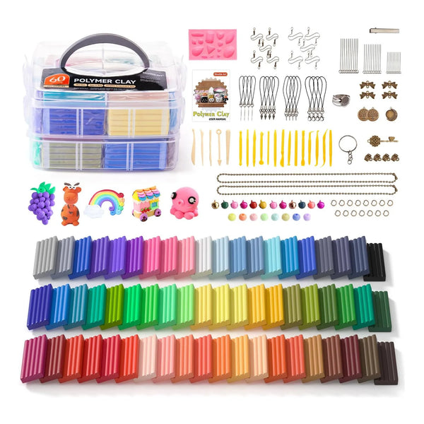 Kit Arcilla Polimérica Shuttle Art 60 Colores Con Herramientas Y Accesorios