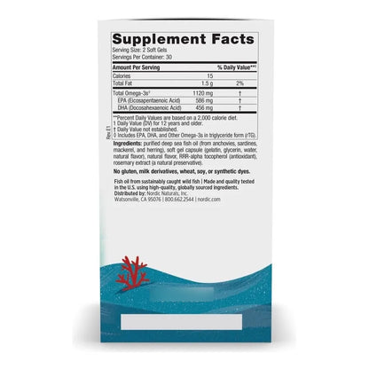 Omega 3 Para Adolescentes Nordic Naturals 60 Cápsulas Sin Sabor - Imagen 2