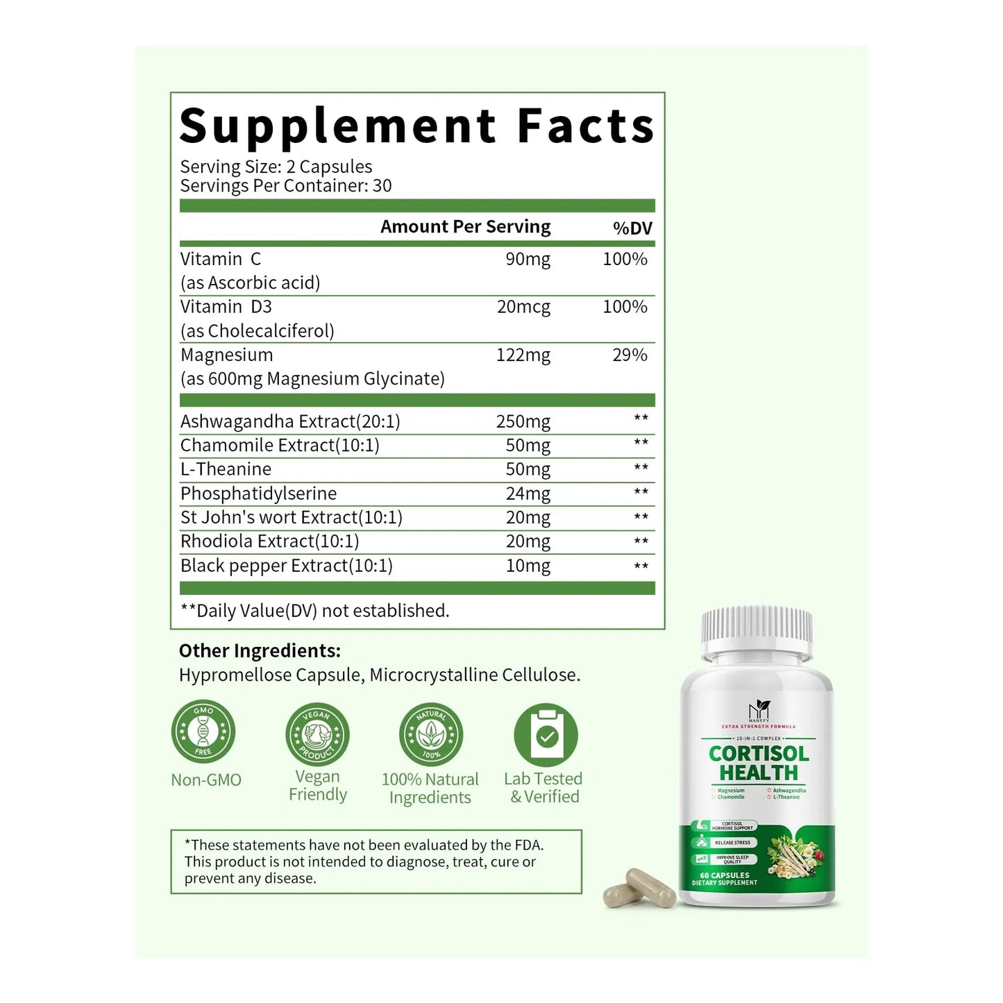 Suplemento Manager Cortisol 10 En 1 Con Magnesio Ashwagandha 60 Caps
