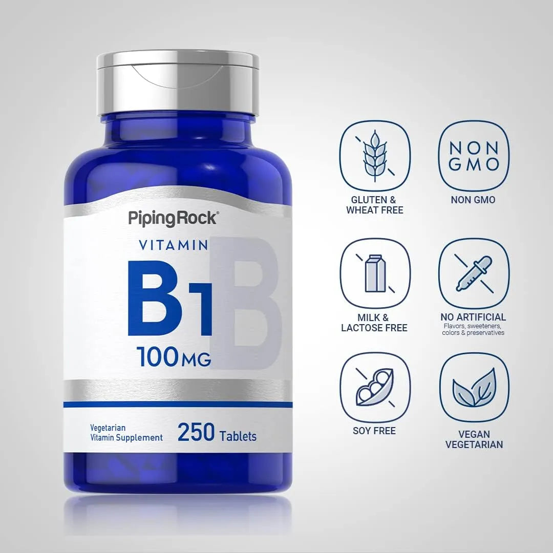 Vitamina B1 100 Mg 250 Tabletas Suplemento De Tiamina Energía Y Vitalidad