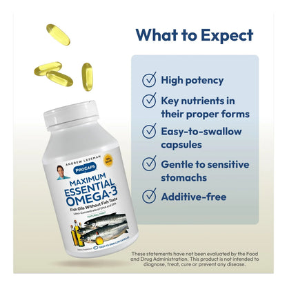 Omega 3 Menta Ultra Puro 60 Capsulas Andrew Lessman Alto DHA Sin Sabor Pescado