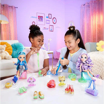 Muñeca Rainbow High Violeta Con Kit Slime Brillante Y Mascota Yeti Articulada 11 Pulgadas