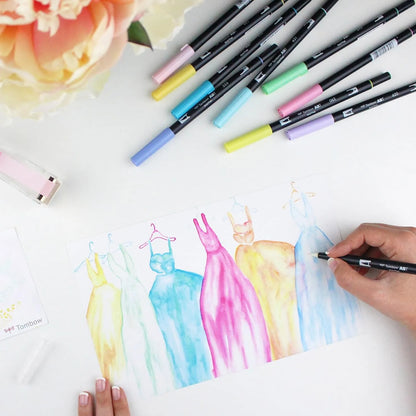Marcadores Tombow Dual Brush Pastel X10 Punta Doble Y Mezclables