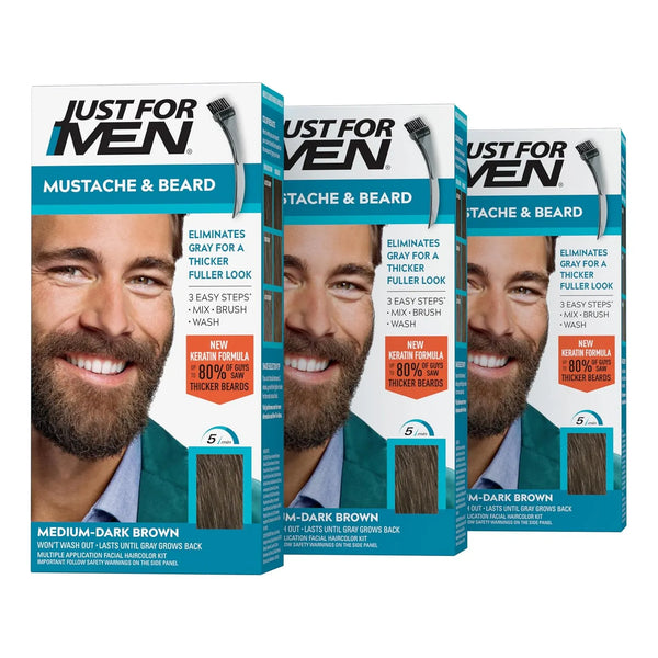 Just For Men Tinte Barba M40 Castaño Medio Cubre Canas En 5 Minutos Con Biotina Y Aloe