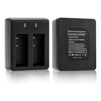 Paquete De 3 Baterías Recargables 1350 Mah Con Cargador Dual Para Cámara De Acción