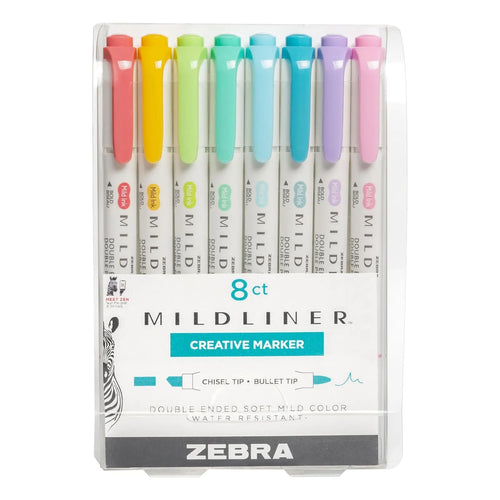 Resaltadores Zebra Mildliner Doble Punta 8 Colores Suaves Sin Manchas