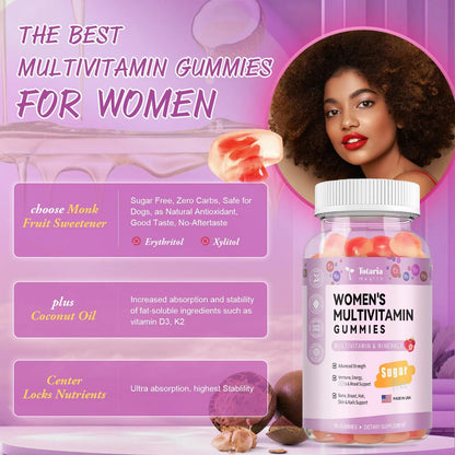 Multivitaminico Femenino En Gomitas Vitaminas A D C E Biotina Acido Folico Vegano Sin Azucar