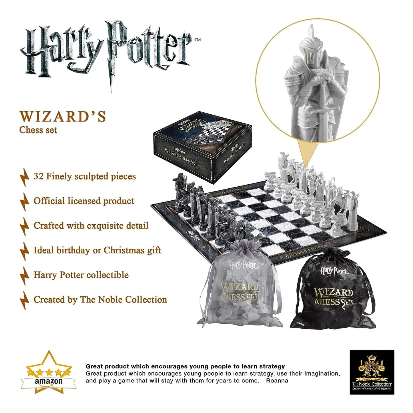 Juego De Ajedrez Mago Harry Potter Noble Collection Nn7580 Tablero Y Piezas Magicas