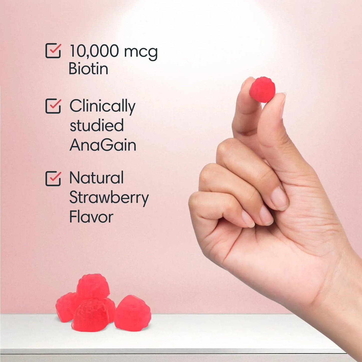 Gomitas De Biotina Con Anagain 10000 Mcg Para Cabello Fuerte Y Saludable